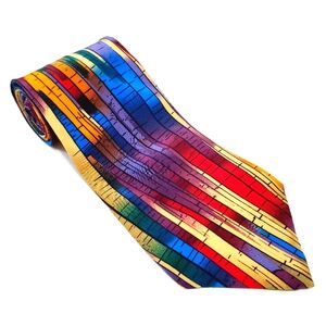Molecular Expressions Necktie Multicolor Abstract Pattern Men's Silk Neck Tie
